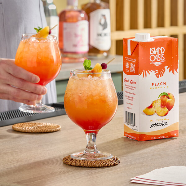 Island Oasis Peach Beverage Mix 1 Liter - 12/Case