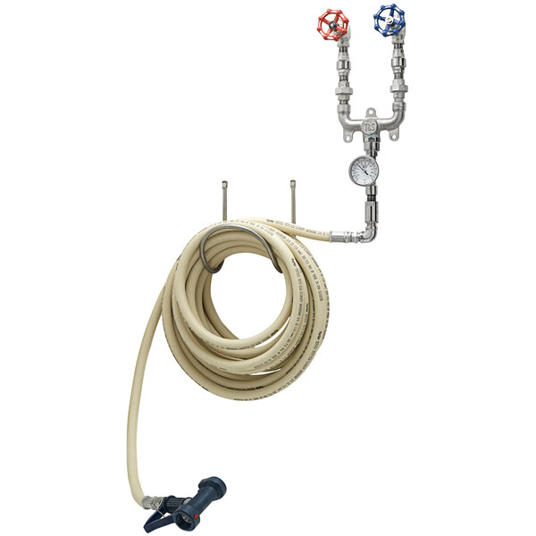 T&S B-1451-01 Washdown Station with 3/4" Mixing Valve, 50' Hose, and Water Gun