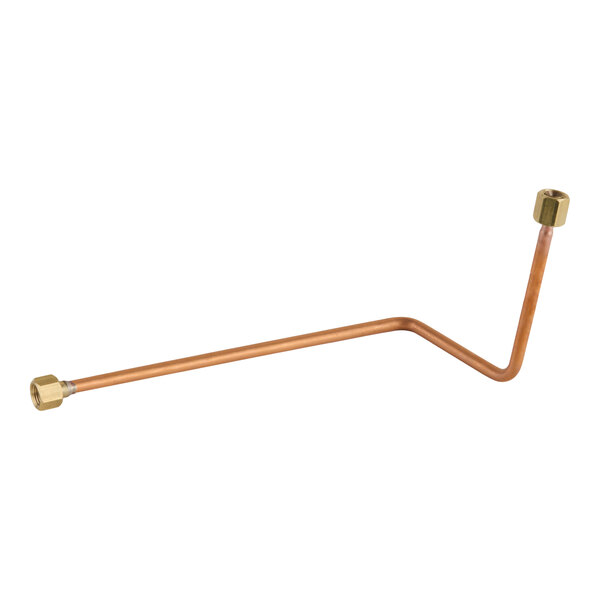 A bent copper steam tube with brass fittings on both ends, designed for use with the Estella Caffe ECEM3 espresso machine.