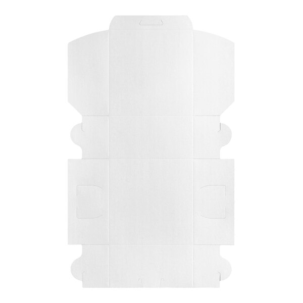 A flat, white, customizable cardboard bakery box designed for pies or baked goods.