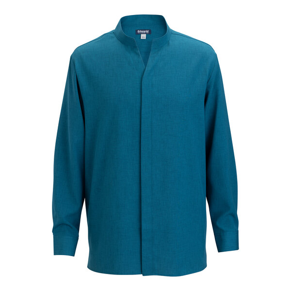 caribbean blue dress shirt Edwards 1399 FlexBatiste Stand UP Collar Long Sleeve MENS Shirt - Caribbean Blue