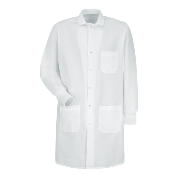 Red Kap KP70 Unisex Customizable White Cuffed Lab Coat with 3