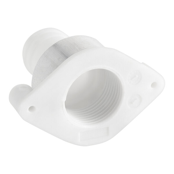 A white drain fitting designed for select Avantco Ice Diamond ice machines.