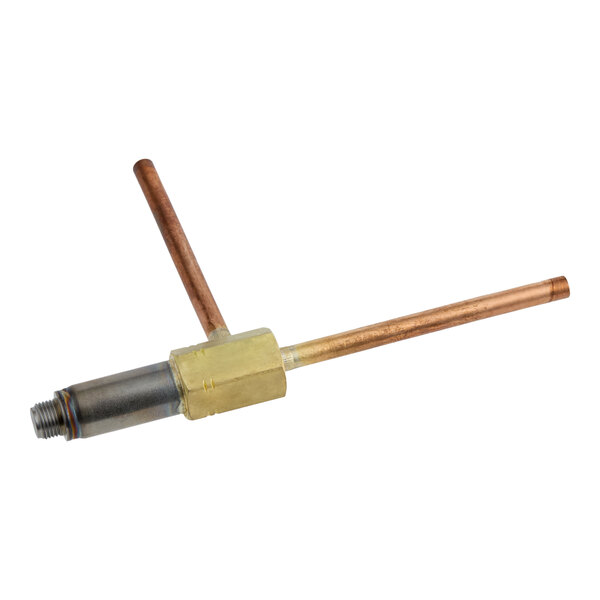 A hot gas valve for select Avantco Ice Diamond ice machines, featuring copper tubing and a brass fitting.