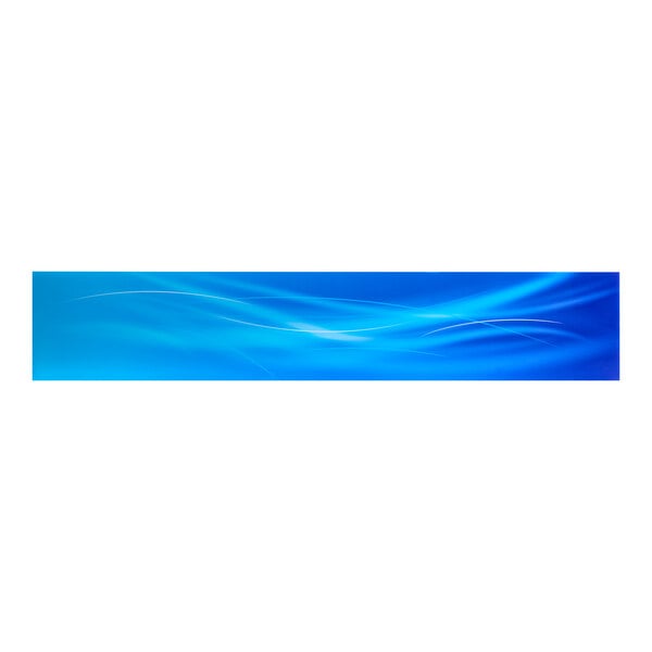 A blue sign panel with light wave patterns designed for the Avantco GDS-33 refrigerator.