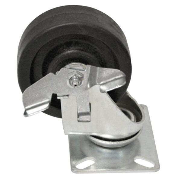 Advance Tabco RA35 4" Swivel Plate Caster with Brake and BuiltIn Zerk