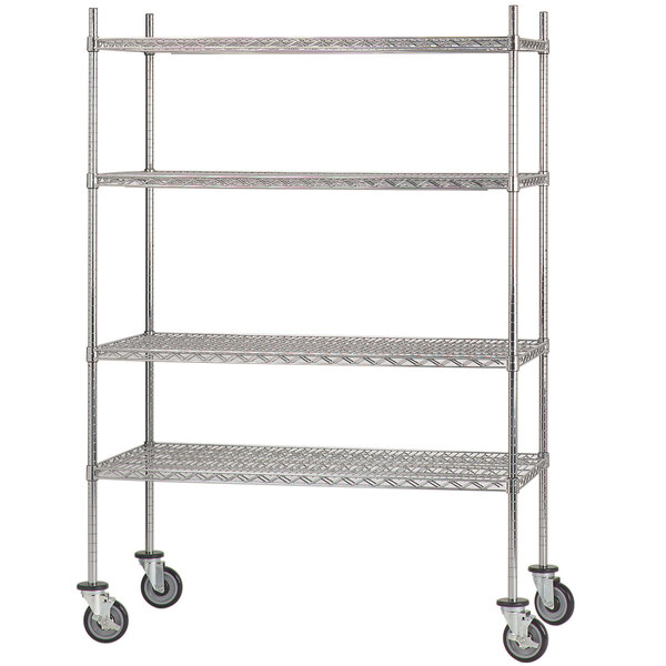Advance Tabco MC1836P Chrome Plated Mobile Wire Shelving Unit with