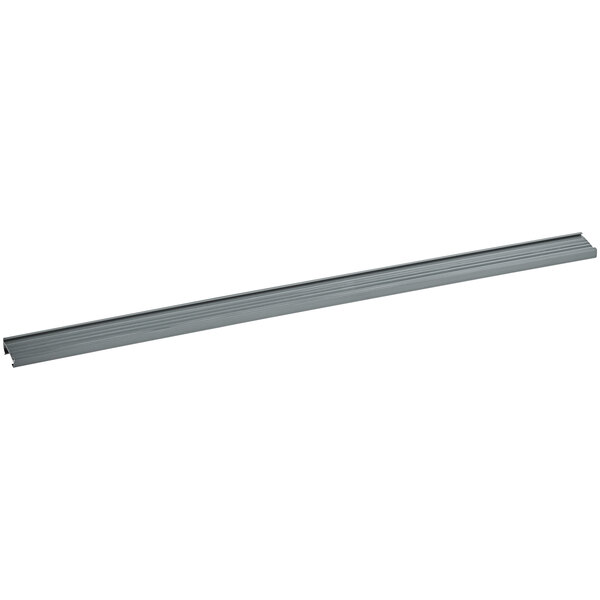 A gray 25-inch label holder designed for wire shelving.