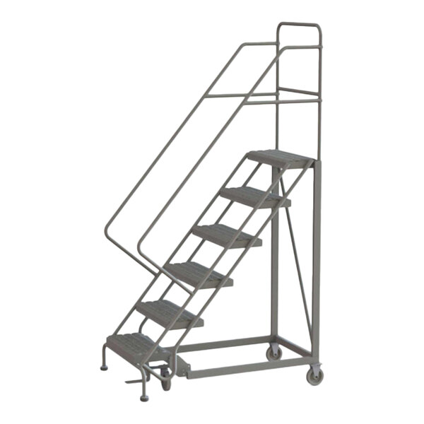 Sloop Ladder Tri-Arc 6-Step Easy Climb 50-Degree Slope Rolling Safety Ladder with ...