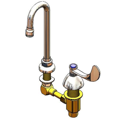 T&S B-2866-04-CW Deck Mount Commercial Cold Water Faucet with 4" Centers, 2 7/8" Swing Gooseneck, and 4" Wrist Action Handle
