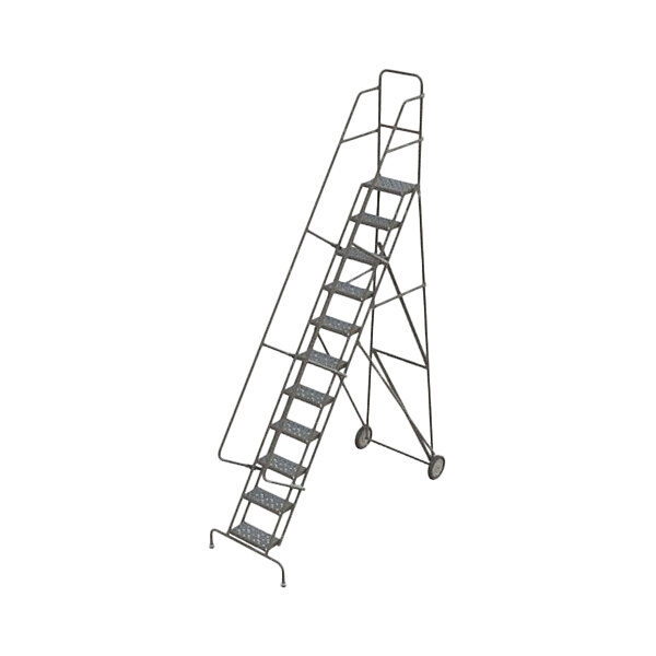 Ladder All Rocking Stepper Tri-Arc 11-Step All-Terrain Rolling Safety Ladder with Perforated Tread ...