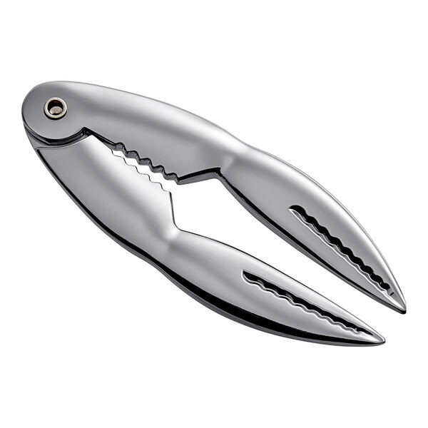 A metallic, claw-shaped tool with serrated gripping edges, resembling a lobster claw.