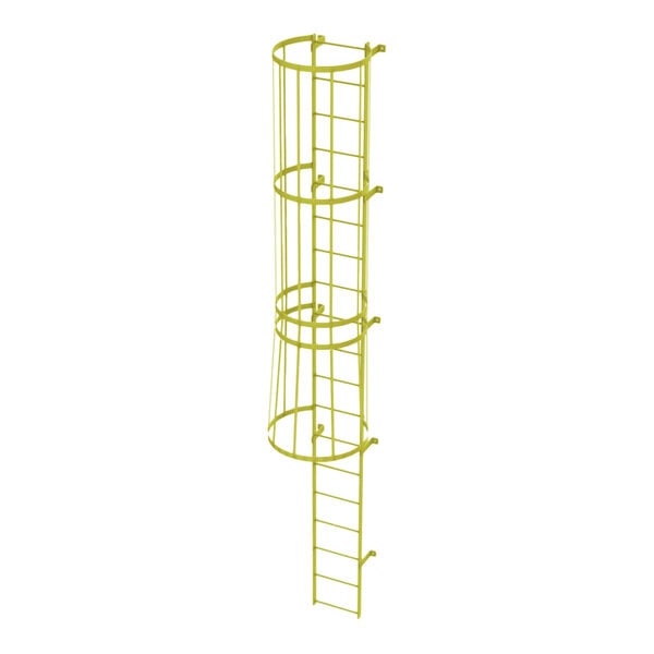 Tri-Arc 19-Rung Yellow Steel Fixed Ladder with Safety Cage WLFC1119-Y ...