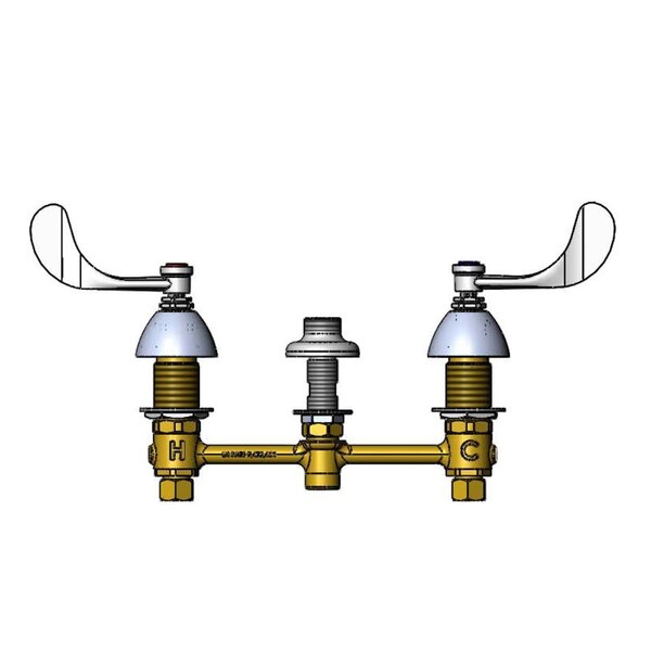 T&S B286604LN Deck Mount Easy Install Faucet Base with 8" Centers, 4" Wrist Action Handles