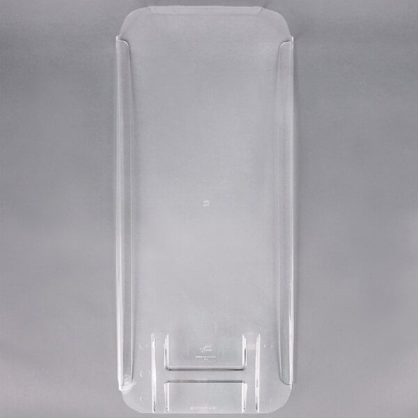 A clear plastic lid with a square edge.
