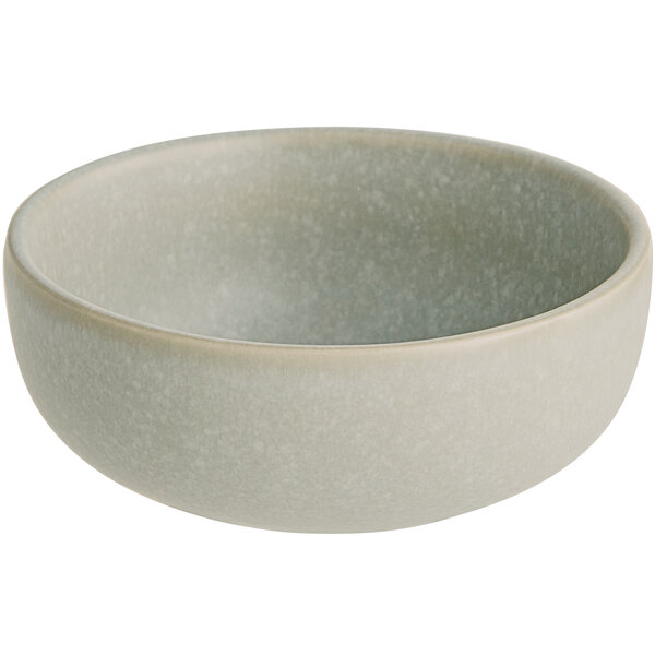 A small, round, ash gray bowl with a matte finish.