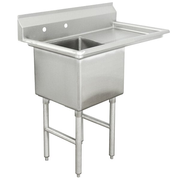 Advance Tabco FC-1-1818-18-X One Compartment Stainless Steel Commercial Sink with One Drainboard - 45" - Right Drainboard