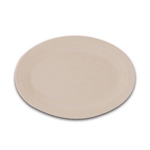 A sandstone oval GET SuperMel platter with a white surface.