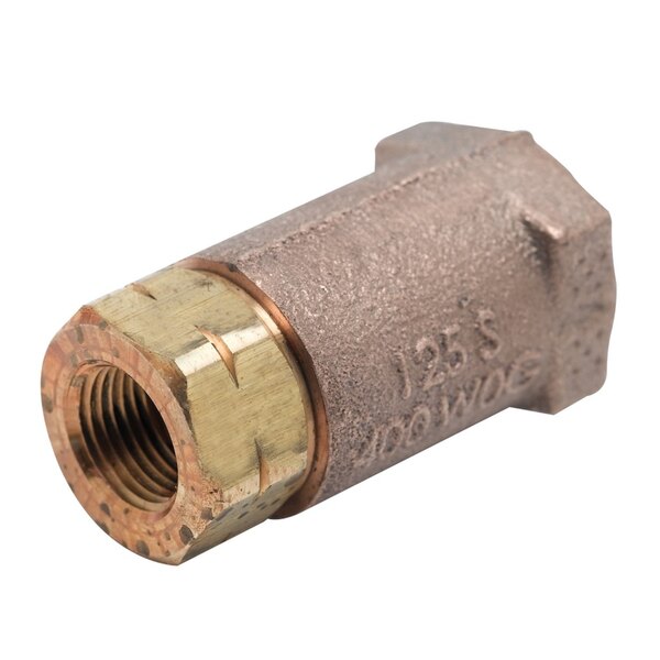 A T&S B-CVH-38 horizontal check valve with brass and metal threaded connections.