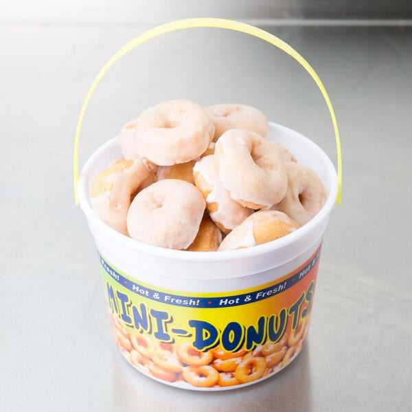 48 oz. Plastic Mini Donut Bucket with Handle - 130/Case