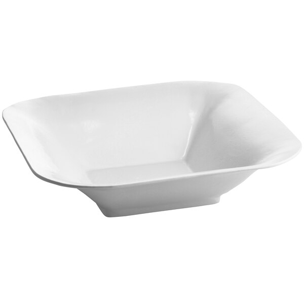 A white square Tablecraft bowl with a lid.