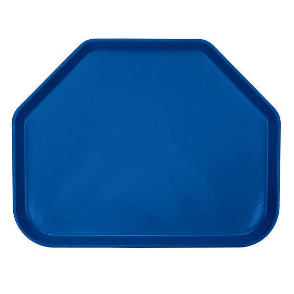 A blue trapezoid shaped Cambro tray.