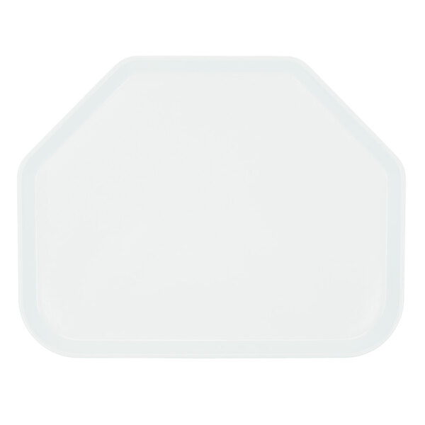 A white trapezoid-shaped fiberglass tray with a hexagon shape in the middle.