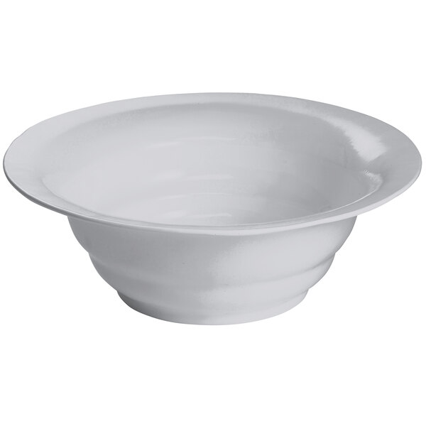 A natural cast aluminum bowl with a wide rim.