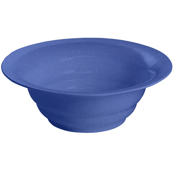 A Tablecraft blue speckled cast aluminum bowl.