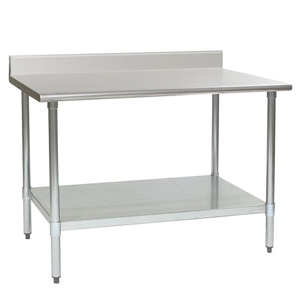 Eagle Group T3048B-BS 30" x 48" Stainless Steel Work Table with Backsplash and Galvanized Undershelf