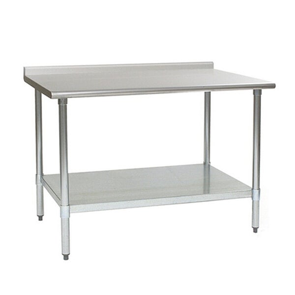 Eagle Group T2448B-BS 24" x 48" Stainless Steel Work Table with Backsplash and Galvanized Undershelf