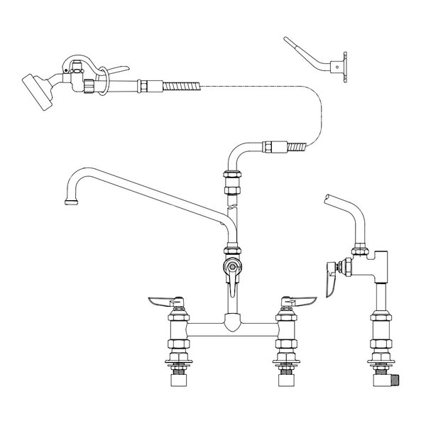 T&S PE8DESN12PZJUE Deck Mount Pet Grooming Mixing Faucet with 8