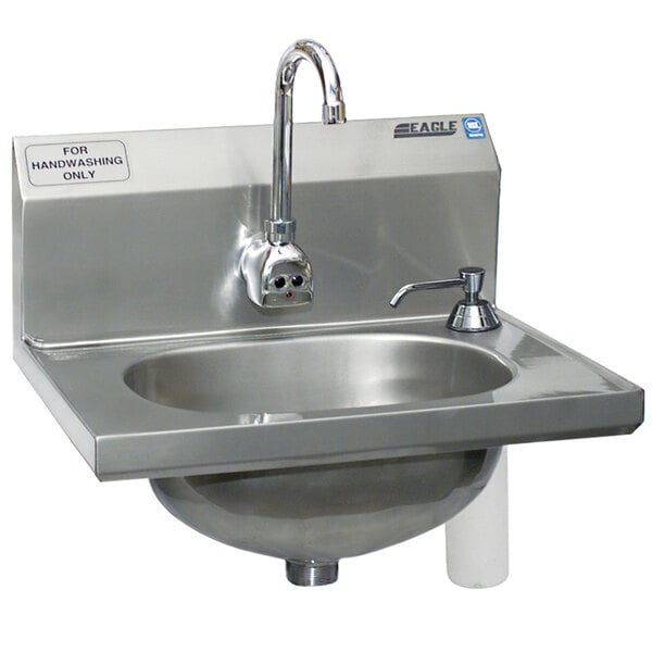 Eagle Group HSA-10-FE-B-DS-MG MicroGard Hand Sink with Faucet, Soap Dispenser, and Basket Drain