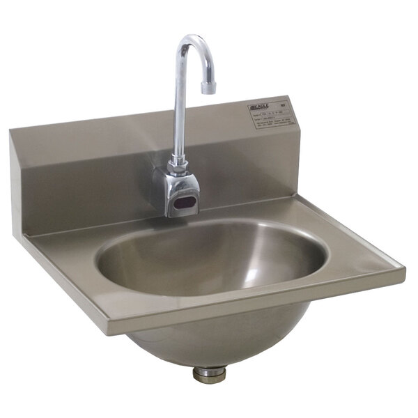 Eagle Group HSA-10-FE-MG MicroGard Electronic Hand Sink with Gooseneck Faucet and Basket Drain