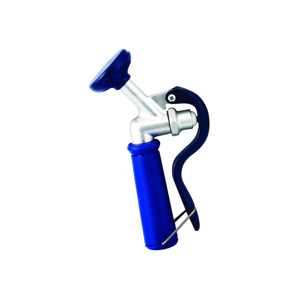 A T&S blue and silver angled pet grooming spray valve handle.