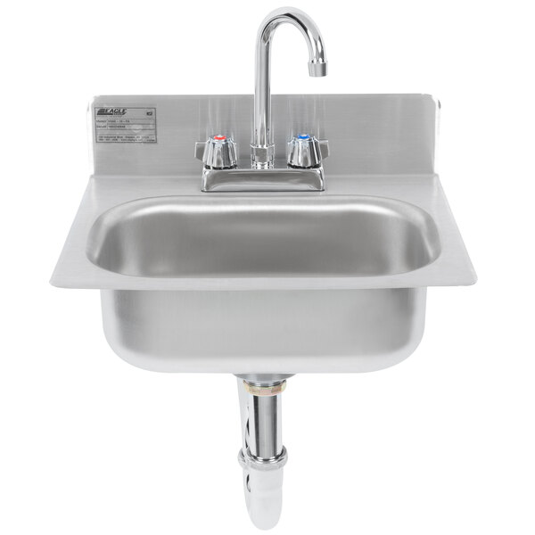 Eagle Group HSAE-10-FA Hand Sink with Gooseneck Faucet, Basket Drain, P-Trap, and Tail Piece