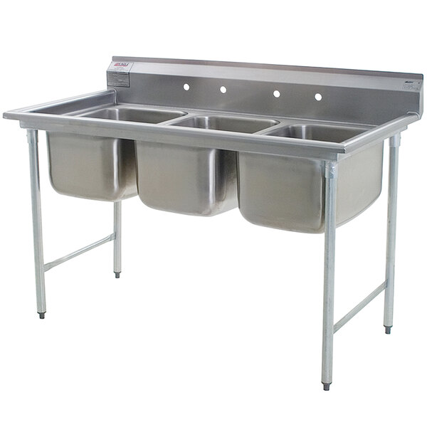 Eagle Group 414-18-3 Three 18" Bowl Stainless Steel Commercial Compartment Sink