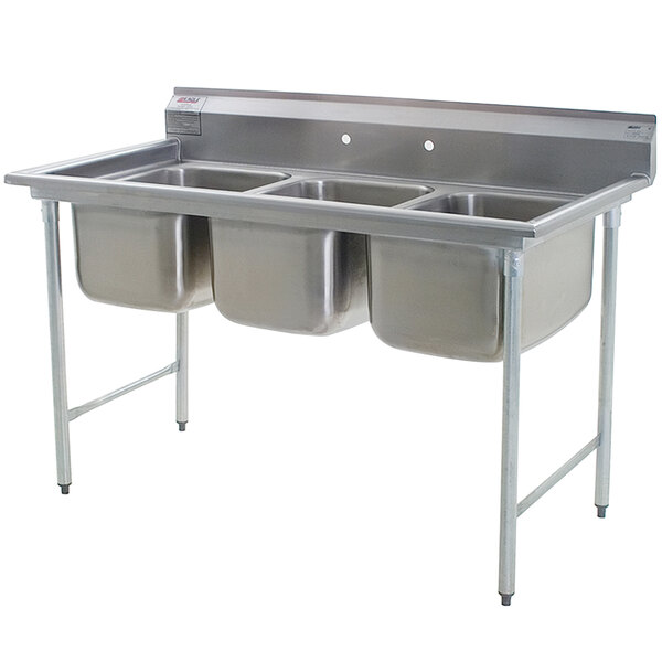 Eagle Group 414-16-3 Three 16" Bowl Stainless Steel Commercial Compartment Sink