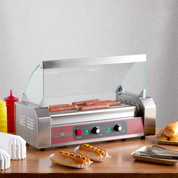 110V Commercial Electric 12 Hot Dog  Grill Roller Cooker Machine W/ Cover 750W 