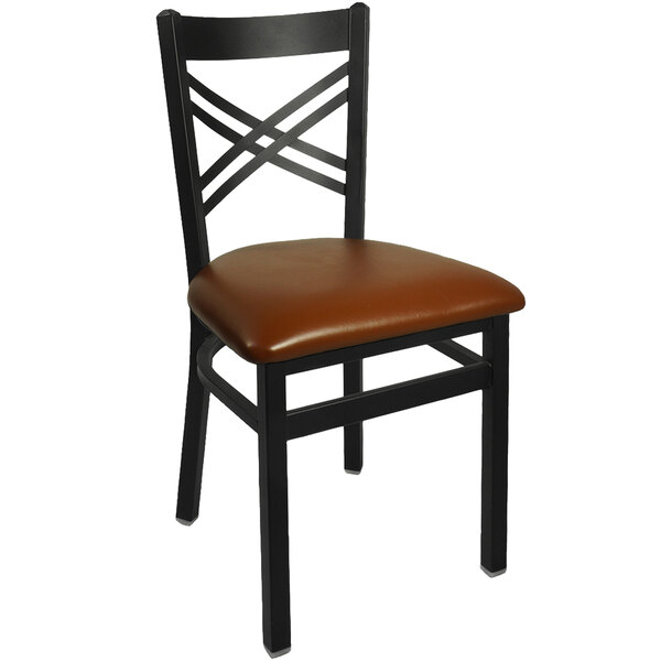 BFM Seating 2130CLBV-SB Akrin Metal Chair with 2" Light Brown Vinyl Seat