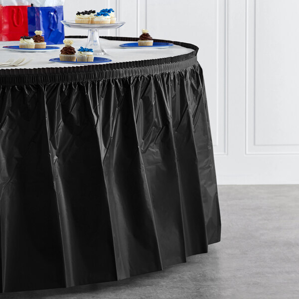 Creative Converting 10012 14' x 29" Black Velvet Plastic Table Skirt