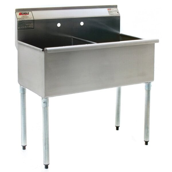 Eagle Group 2448-2-16/3 Two Compartment Stainless Steel Commercial Sink without Drainboard - 49 3/8"