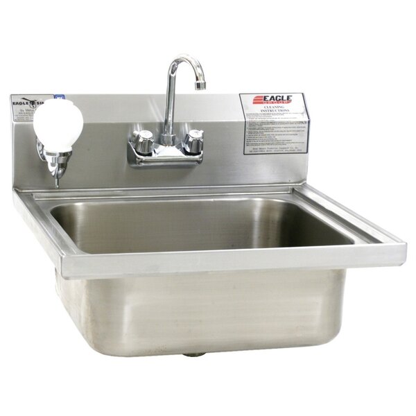 Eagle Group W1916FA Stainless Steel Wall Mount Hand Sink with Splash Mount Faucet