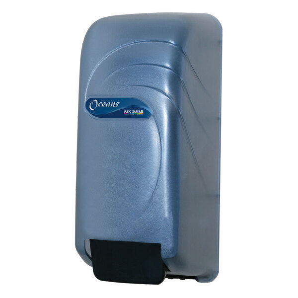 San Jamar S890TBL Oceans 800 ml Soap / Hand Sanitizer Dispenser - Arctic Blue