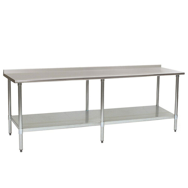 Eagle Group UT24108B 24" x 108" Stainless Steel Work Table with Undershelf and 1 1/2" Backsplash
