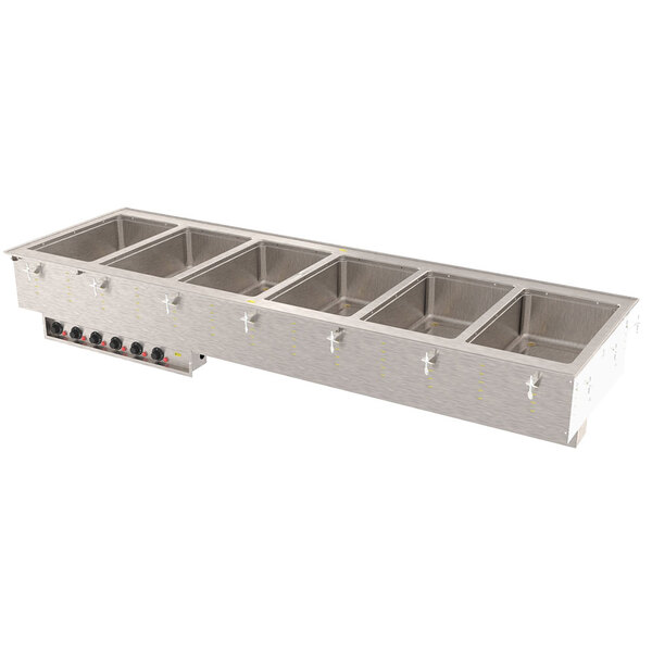 A Vollrath drop-in hot food well with four compartments.