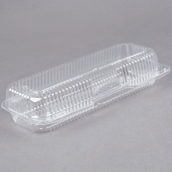 Durable Packaging PXT350 12" x 5" x 3" Clear Hinged Lid Plastic