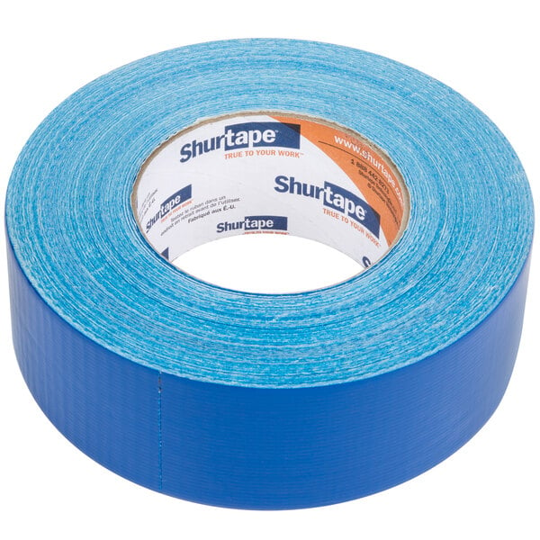 A roll of Shurtape blue duct tape.