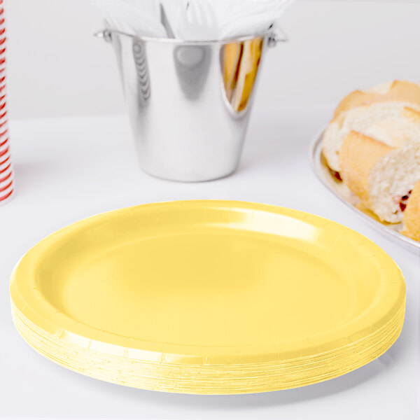 Creative Converting 47102B 9" Mimosa Yellow Paper Plate 240/Case