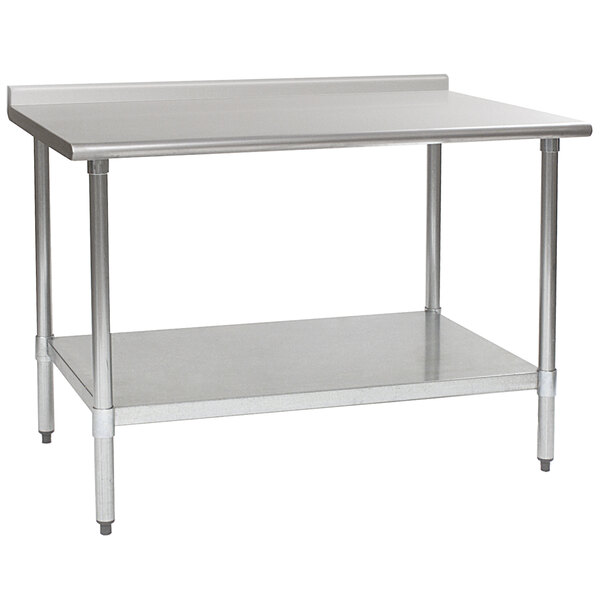 Eagle Group UT3060SEB 30" x 60" Stainless Steel Work Table with Undershelf and 1 1/2" Backsplash